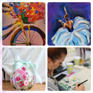 slikarska radionica za odrasle. Slikanje slike na platnu, oslikavanje vaze ili cegera